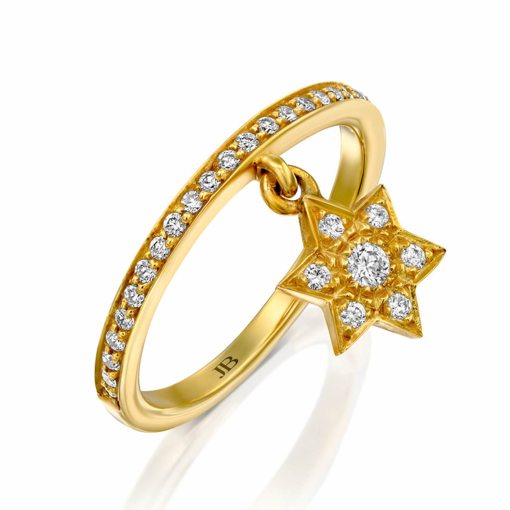טבעת יהלומים מגן דוד תלוי