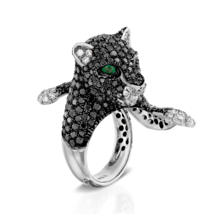Gemstone Rings: Black Diamond Panther Ring RI5372.1.30.14