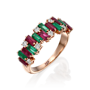 תכשיטים בשיבוץ אבני רובי: טבעת אוורסט יהלום רובי אמרלד RI5761.5.20.48