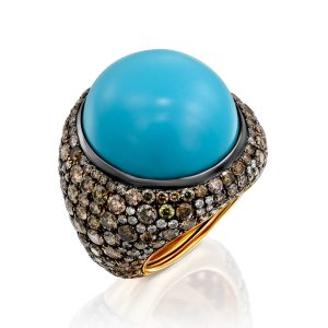 Gemstone Rings: Turqoise & Brown Diamond Ring RI6011.5.45.49