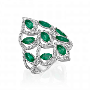 טבעות משובצות אבני חן: טבעת עיטורים מרקיזות אמרלד RI6039.1.23.08