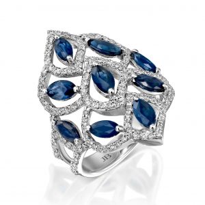תכשיטים בשיבוץ ספירים כחולים: טבעת עיטורים מרקיזות RI6039.1.26.09