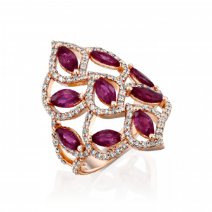 טבעות משובצות אבני חן: טבעת עיטורים מרקיזות רובי RI6039.5.25.07