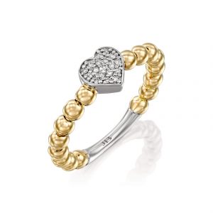 Gifts for New Moms: Gold Balls Diamond Heart Ring RI6050.7.02.01