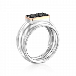 טבעות חותם: טבעת חותם יהלומים שחורים פלטינה RI6051.9.11.02