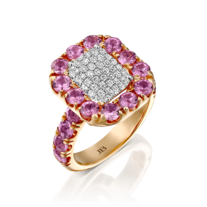 Gemstone Jewelry: Pink Sapphires Diamond Ring RI6056.5.26.10