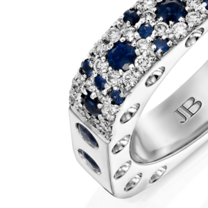 Sapphire Jewelry: Diamond & Blue Sapphire Flowers Ring RI6062.1.19.09