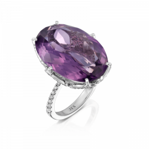 תכשיטים משובצים אבני חן: טבעת קווין אמטיסט אובל RI9000.1.44.12