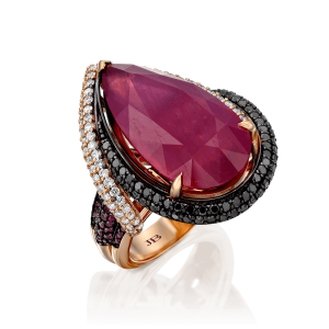 Gemstone Rings: Diamond Pear Cut Ruby Ring RI9301.5.45.07