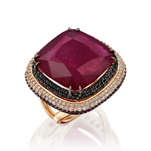Outlet Rings: Diamond & Ruby Square Ring RI9550.5.45.07