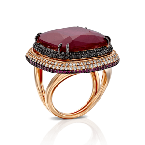 Gemstone Rings: Diamond & Ruby Square Ring RI9550.5.45.07
