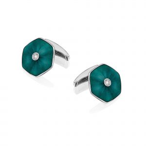 Gifts for the Groom: Green Enamel And Diamond Gold Cufflinks V1560GU0000101