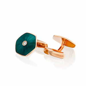 Gifts for the Groom: Green Enamel And Diamond Gold Cufflinks V1560ST0000103