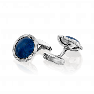 Accessories: Blue Enamel Gold Cufflinks V1591BD0000101