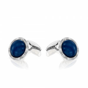 Accessories: Blue Enamel Gold Cufflinks V1591BD0000101